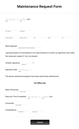 Maintenance Request Form Template