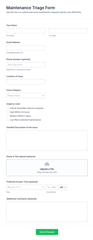 Maintenance Triage Form Template