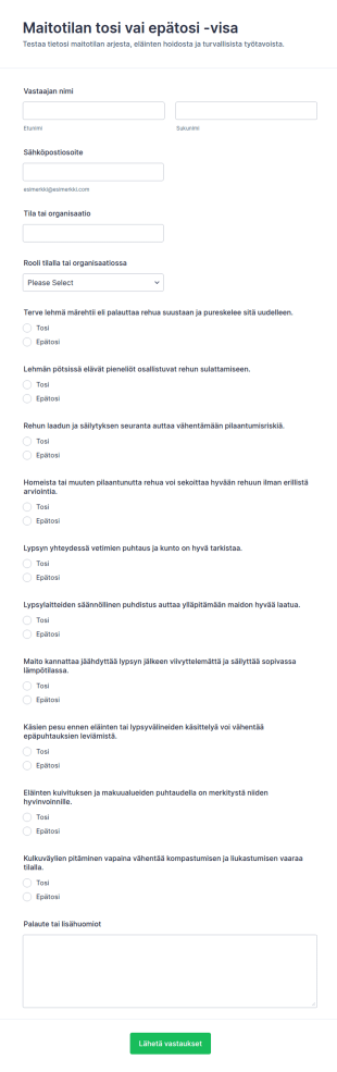 Maitotilan Tosi Vai Epätosi Kysely
