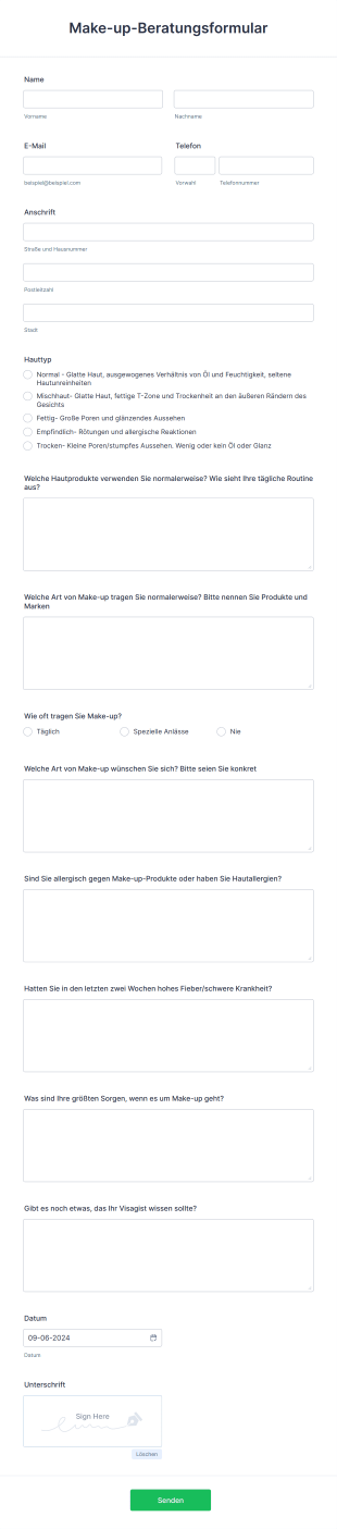 Make Up Beratungsformular Form Template