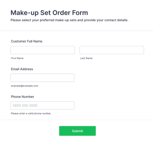 Make Up Set Order Form Template