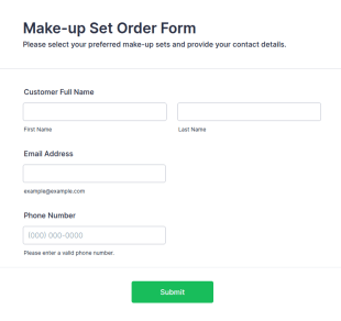 Make Up Set Order Form Template