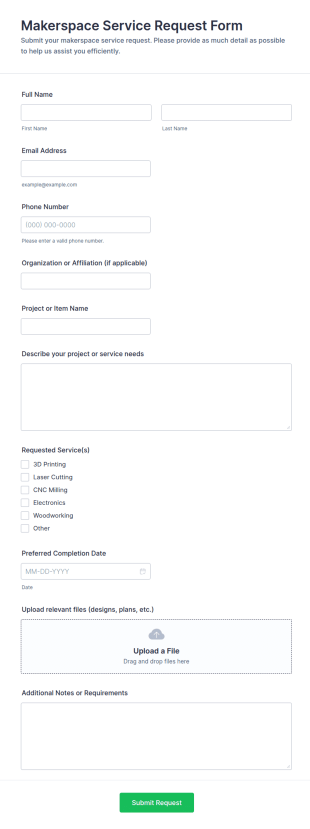 Makerspace Service Request Form Template