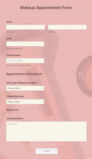 Makeup Appointment Form Template