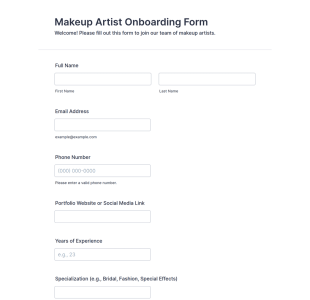 Makeup Artist Onboarding Form Template