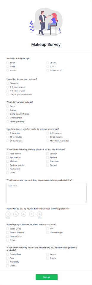 Makeup Survey Form Template