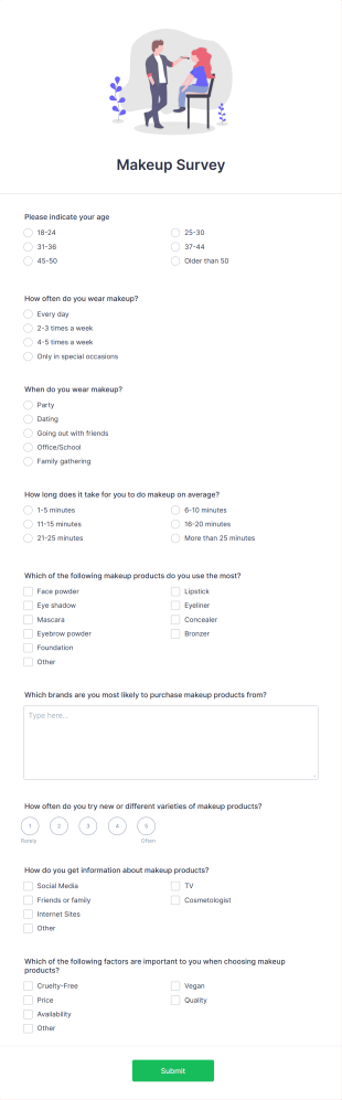Makeup Survey Form Template