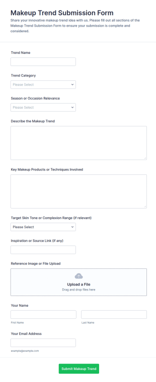 Makeup Trend Submission Form Template