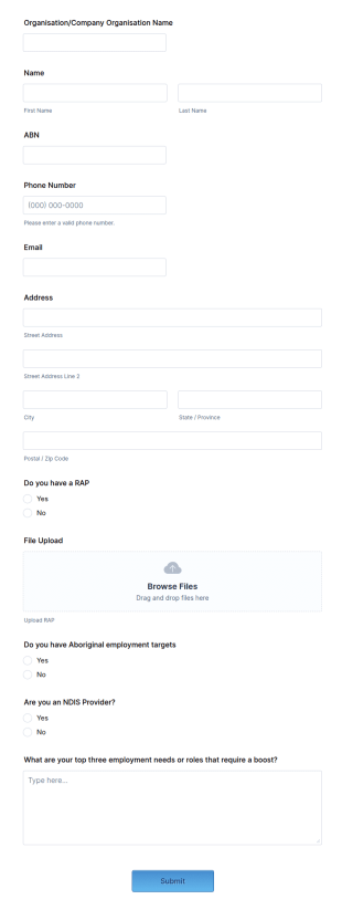 Employer Registration Form Template
