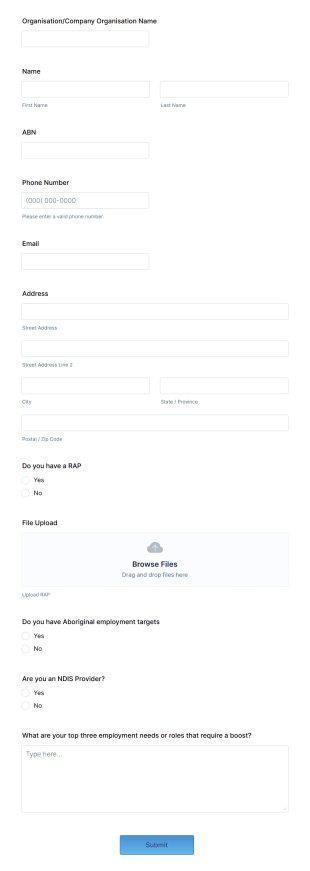 Employer Registration Form Template