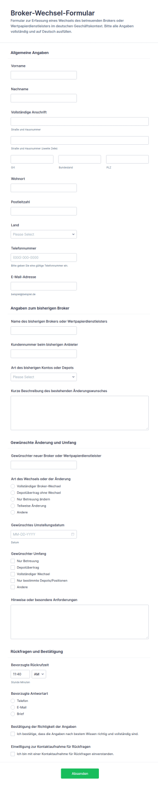 Makler Und Händlerwechsel Formular