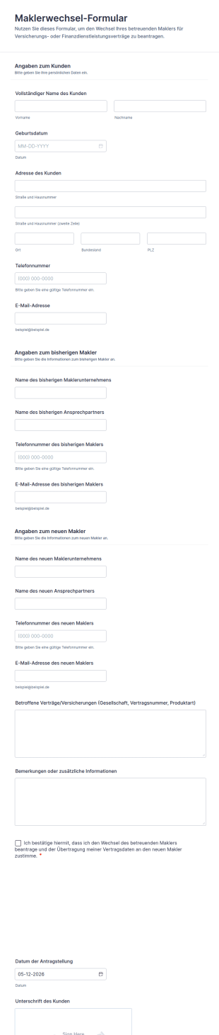 Maklerwechsel Formular