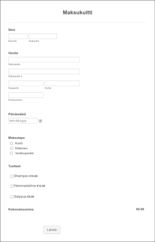 Maksukuitti Form Template
