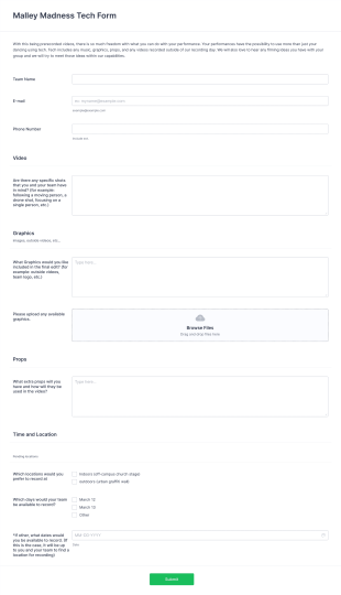 Malley's Madness Tech Form Template