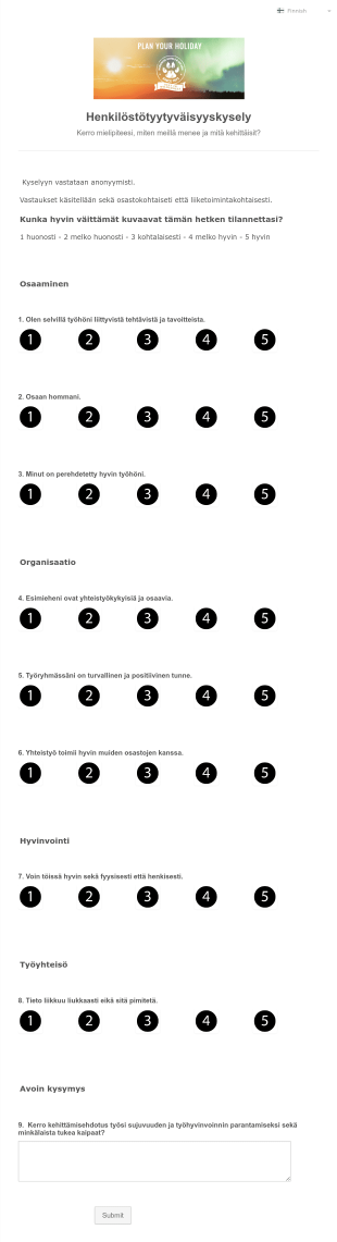 Malli 'Harriniva' Henkilöstötyytyväisyyskysely