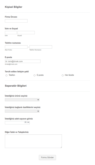 Malzeme Teklif Talep Form Şablonu