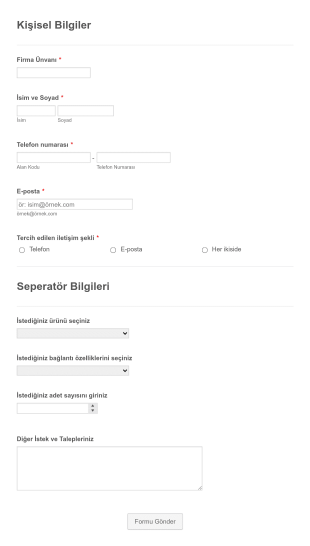 Malzeme Teklif Talep Form Template