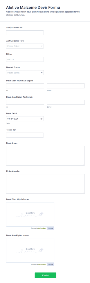 Malzeme Ve Araç Transferi Form Şablonu