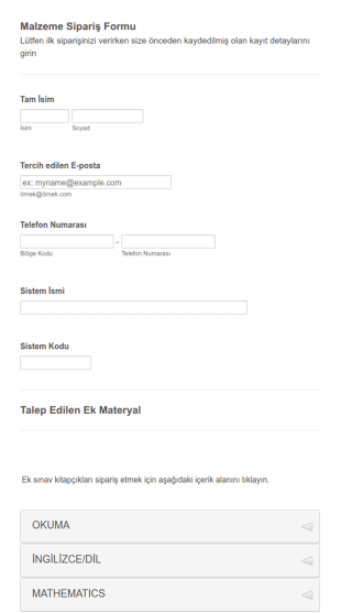Malzeme Yeniden Sipariş Form Şablonu