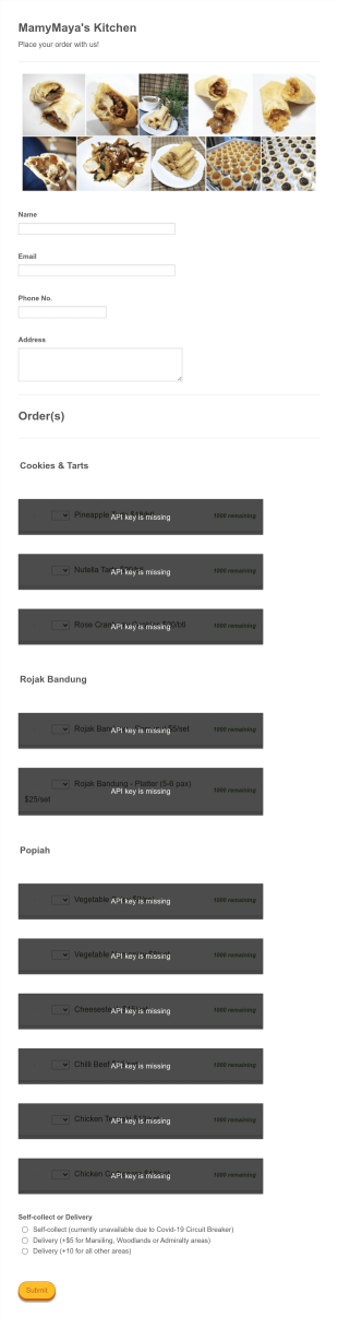 MamyMaya's Kitchen Form Template