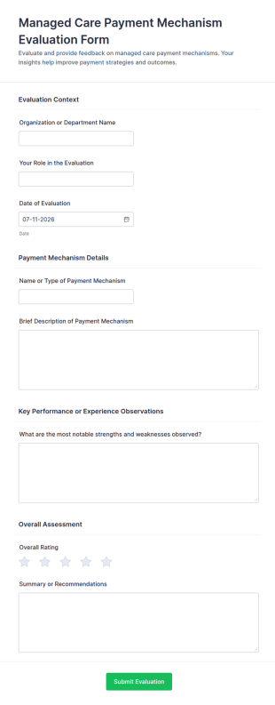 Managed Care Payment Mechanism Evaluation Form Template