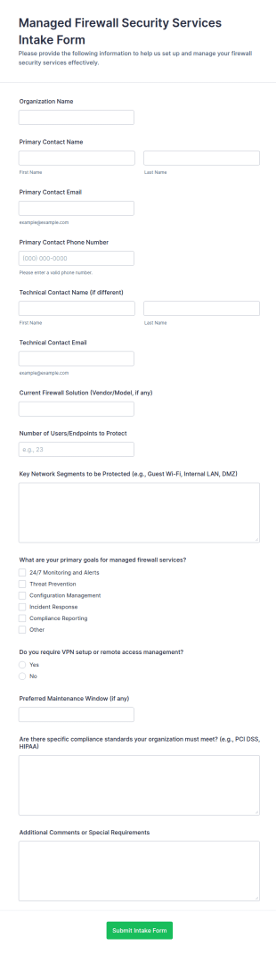 Managed Firewall Security Services Intake Form Template