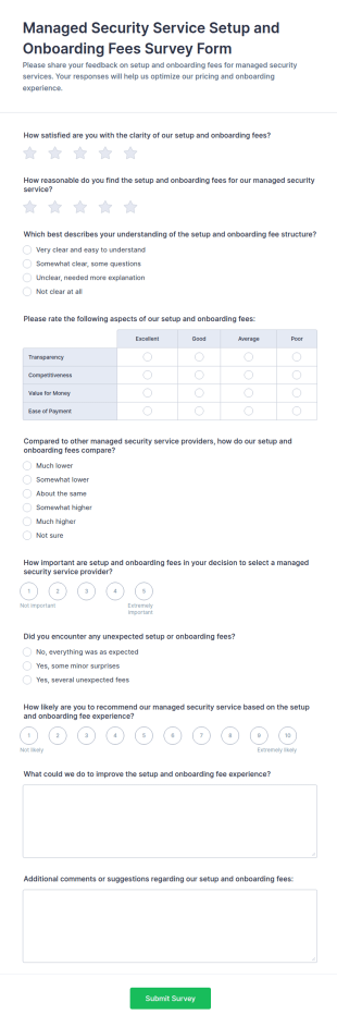 Managed Security Service Setup And Onboarding Fees Form Template