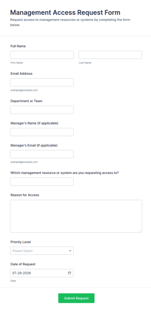 Management Access Request Form Template