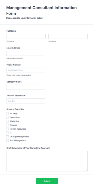 Management Consultant Information Form Template