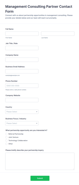 Management Consulting Partner Contact Form Template
