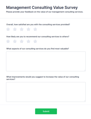 Management Consulting Value Survey Form Template