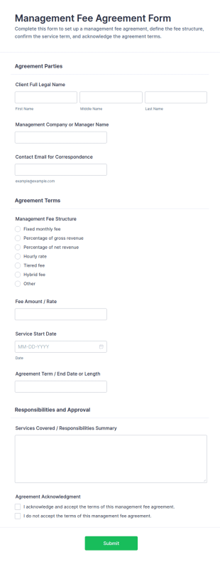 Management Fee Agreement Form Template