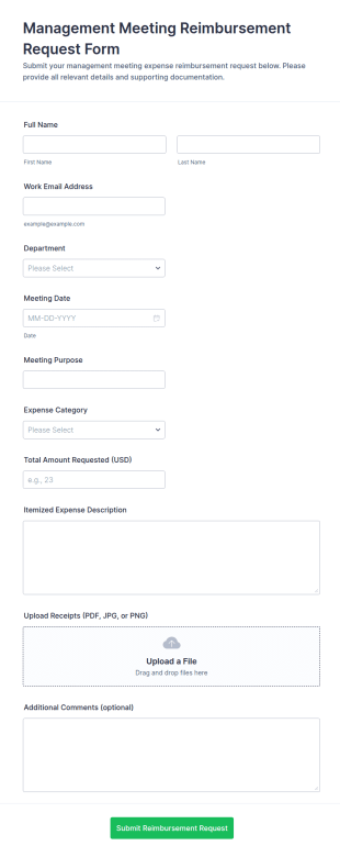 Management Meeting Reimbursement Request Form Template