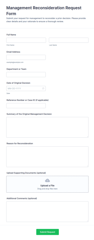 Management Reconsideration Request Form Template