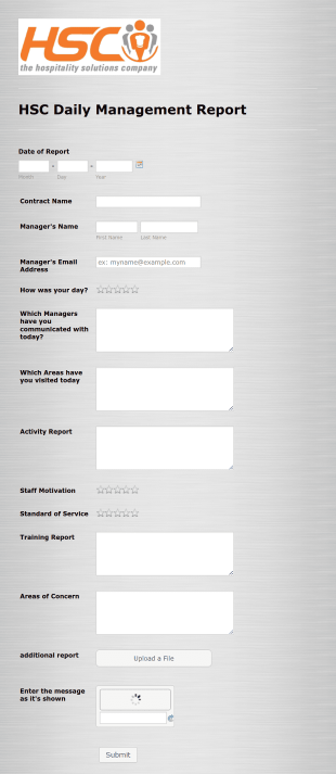 Management Feedback Report Form Template