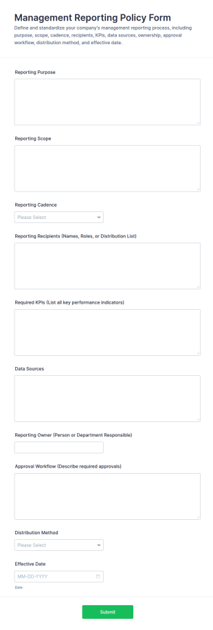 Management Reporting Policy Form Template