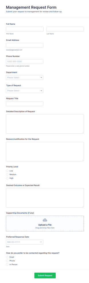 Management Request Form Template