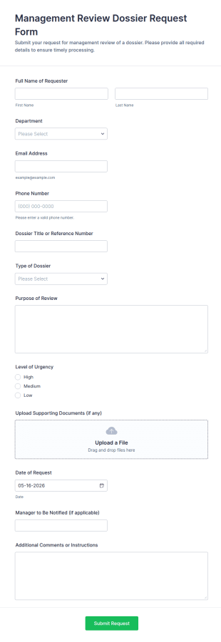 Management Review Dossier Request Form Template