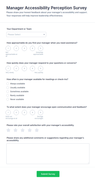Manager Accessibility Perception Survey Form Template
