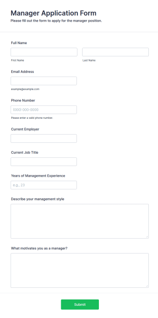 Manager Application Form Template