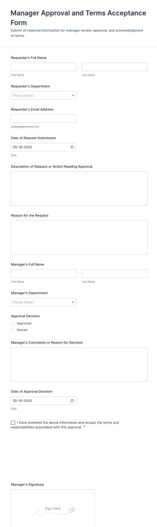 Manager Approval And Terms Acceptance Form Template