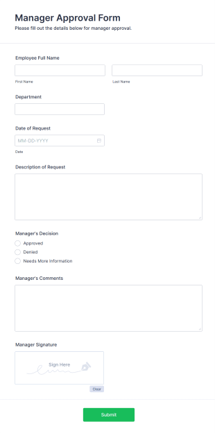 Manager Approval Form Template