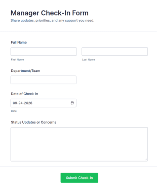 Manager Check In Form Template
