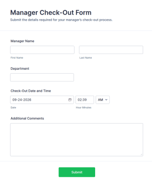 Manager Check Out Form Template