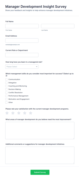 Manager Development Insight Survey Form Template