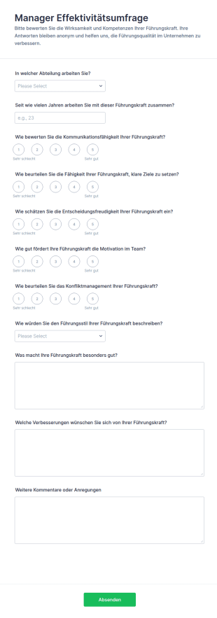Manager Effektivitätsumfrage