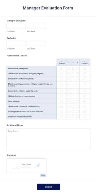 Manager Evaluation Form Template | Jotform
