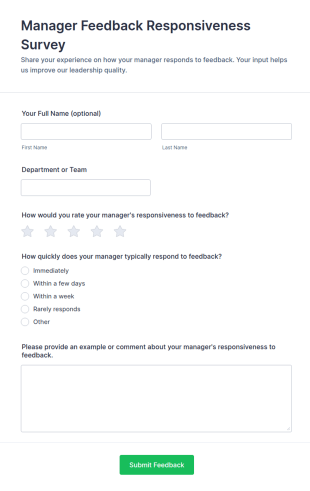 Manager Feedback Responsiveness Survey Form Template