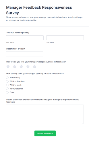 Manager Feedback Responsiveness Survey Form Template