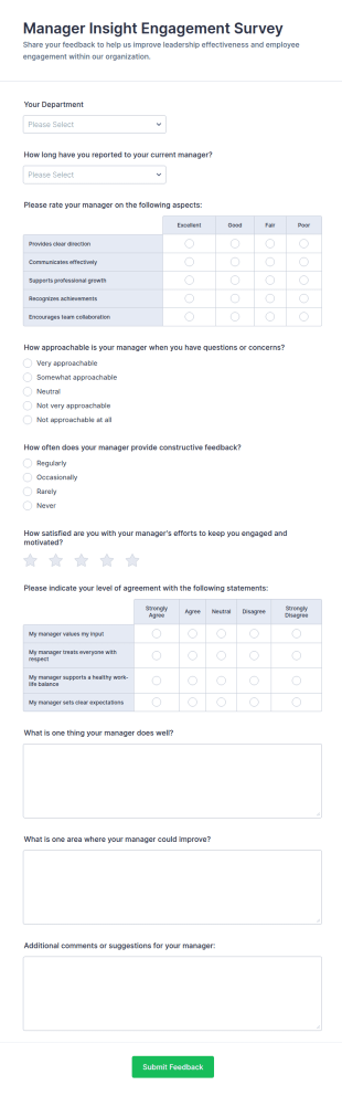 Manager Insight Engagement Survey Form Template
